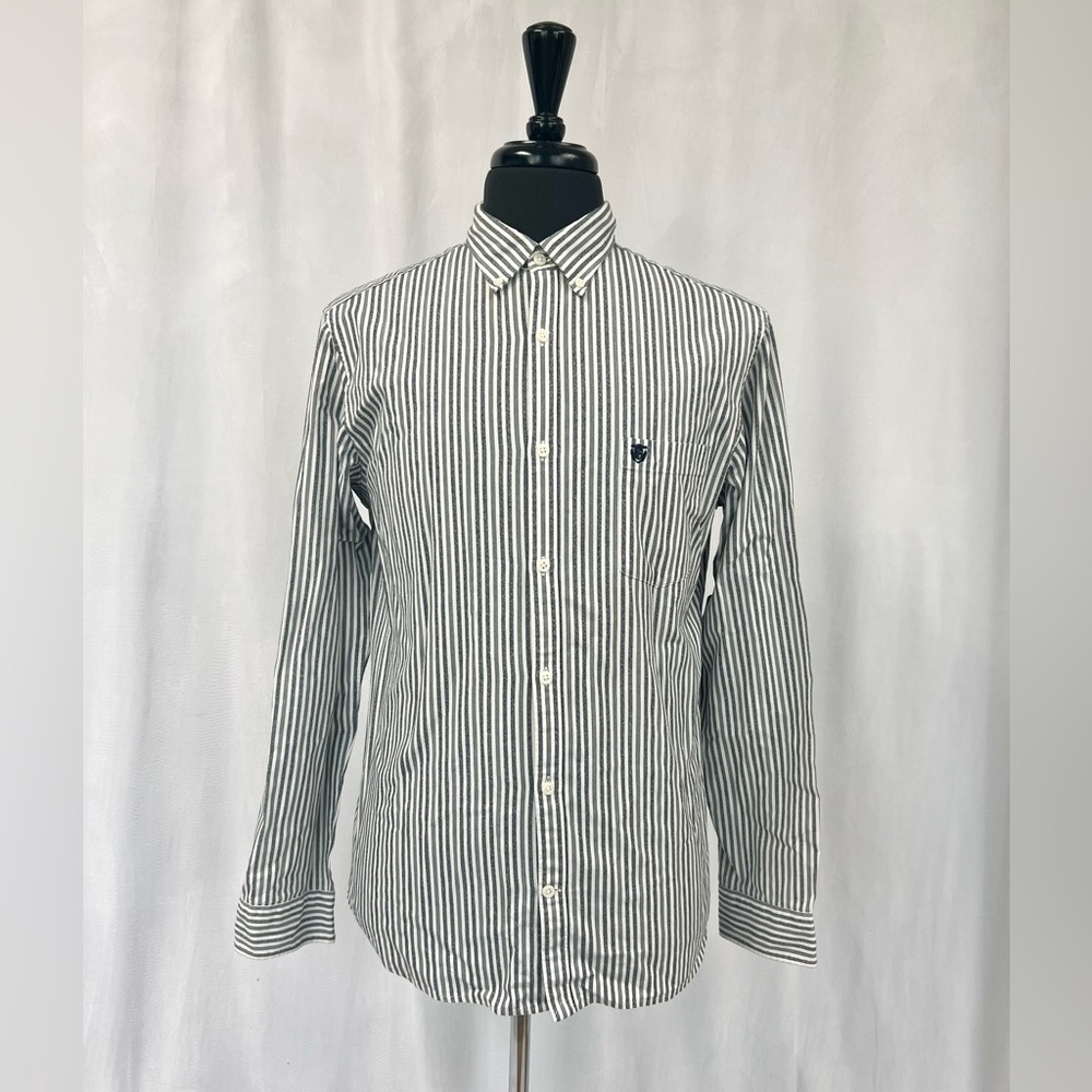 Selected Regular Fit Classic Grey and White Striped Men's Shirt Size L